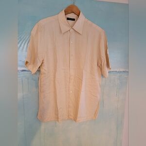 $200 BRANDINI MENS IVORY SILK SHIRT US L